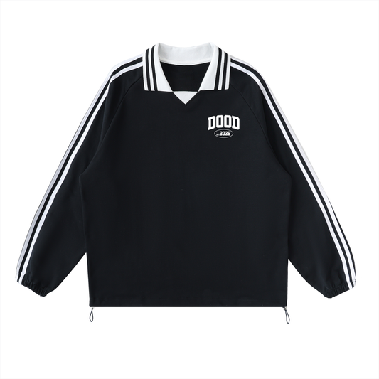 Contrast Striped Lapel Collar Sweatshirt - Dood Manchester 25