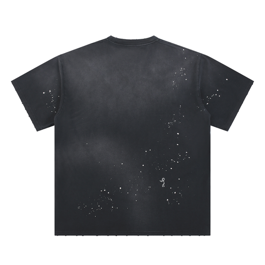 Hand-Frayed Sunfade Paint Splatter T-Shirt - Dood