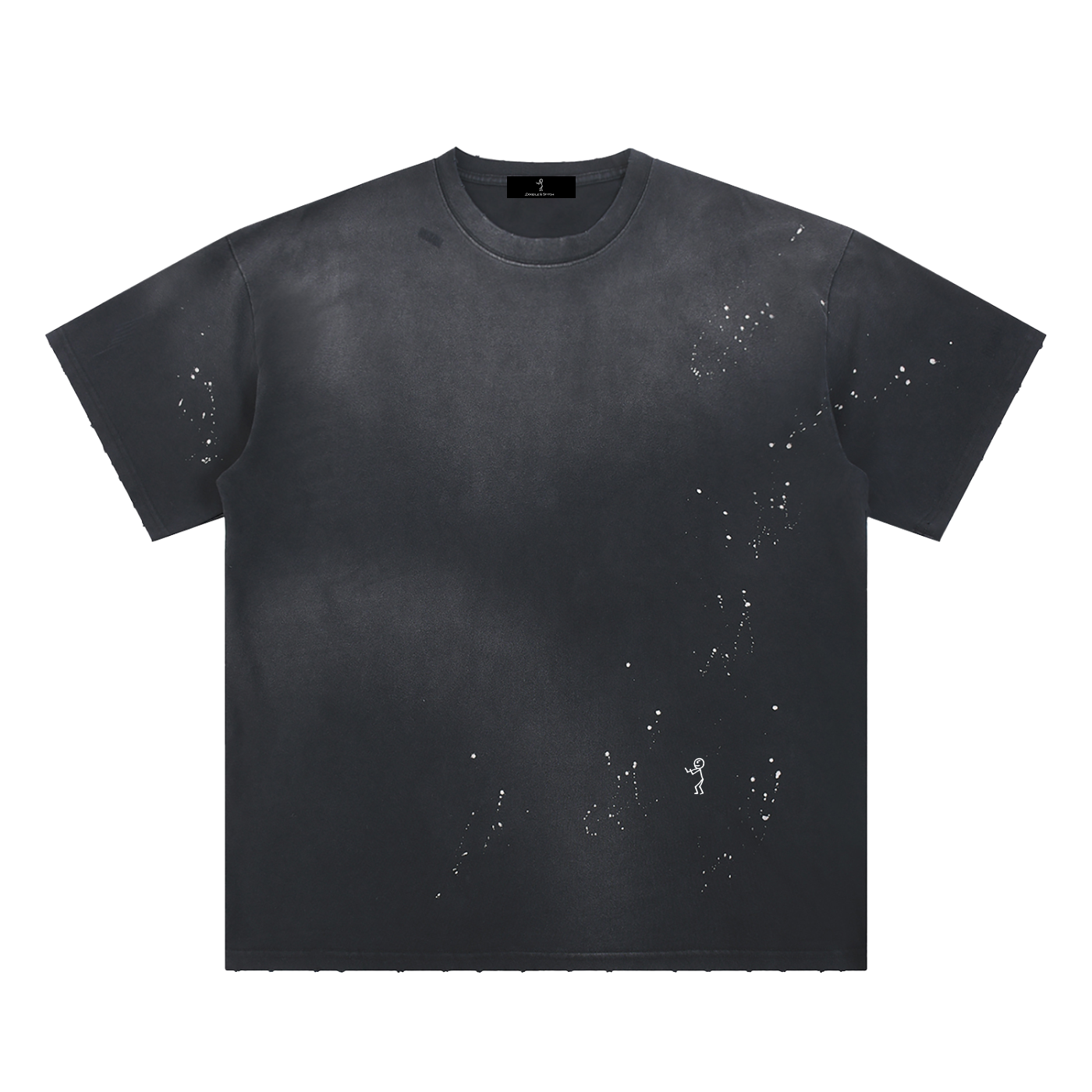Hand-Frayed Sunfade Paint Splatter T-Shirt - Dood