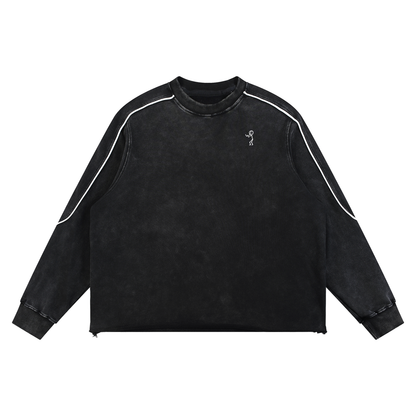 Mineral Wash Piping Raw Hem Sweatshirt - Dood