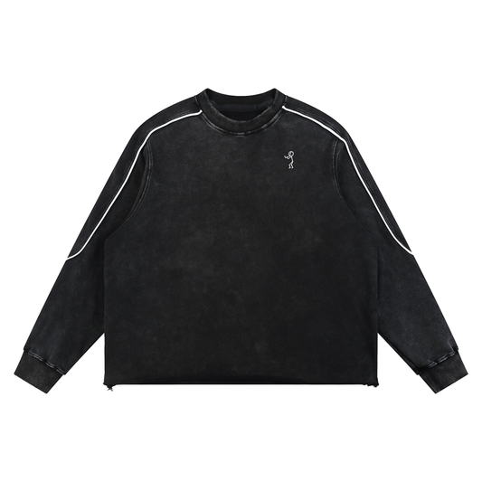 Mineral Wash Piping Raw Hem Sweatshirt - Dood