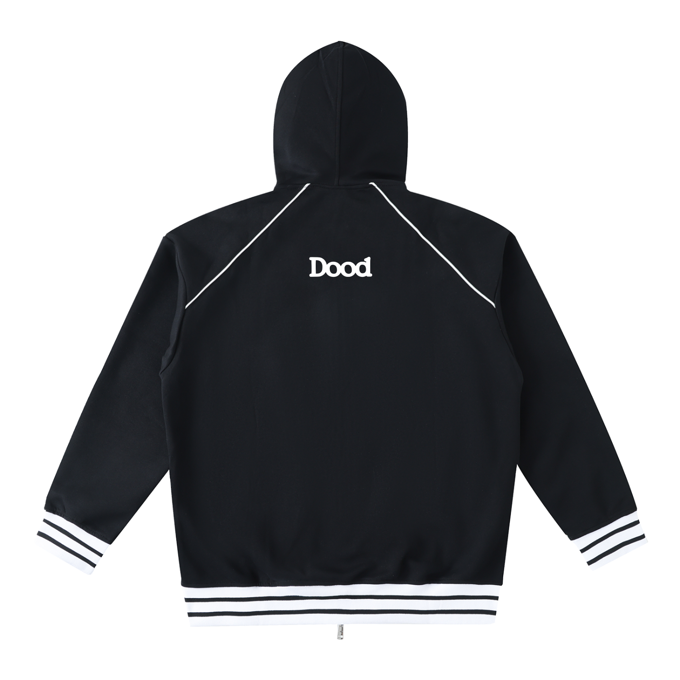 Striped Trim Zip-Up Hoodie - Dood