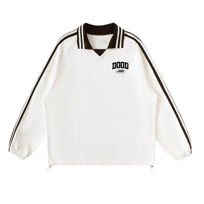 Contrast Striped Lapel Collar Sweatshirt - Dood Manchester 25